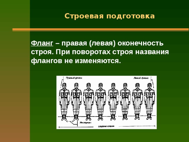 Правая и левая оконечность строя