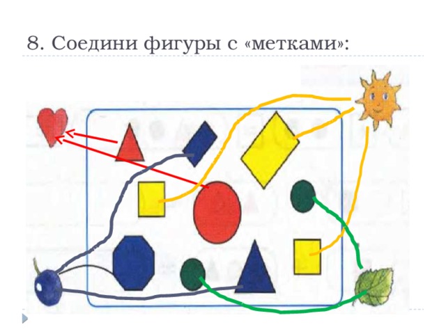 Соединенные фигуры. Соединить фигуры с метками. Соедини фигуры с метками. Соедини фигуры с метками Петерсон. Фигурки соединять.