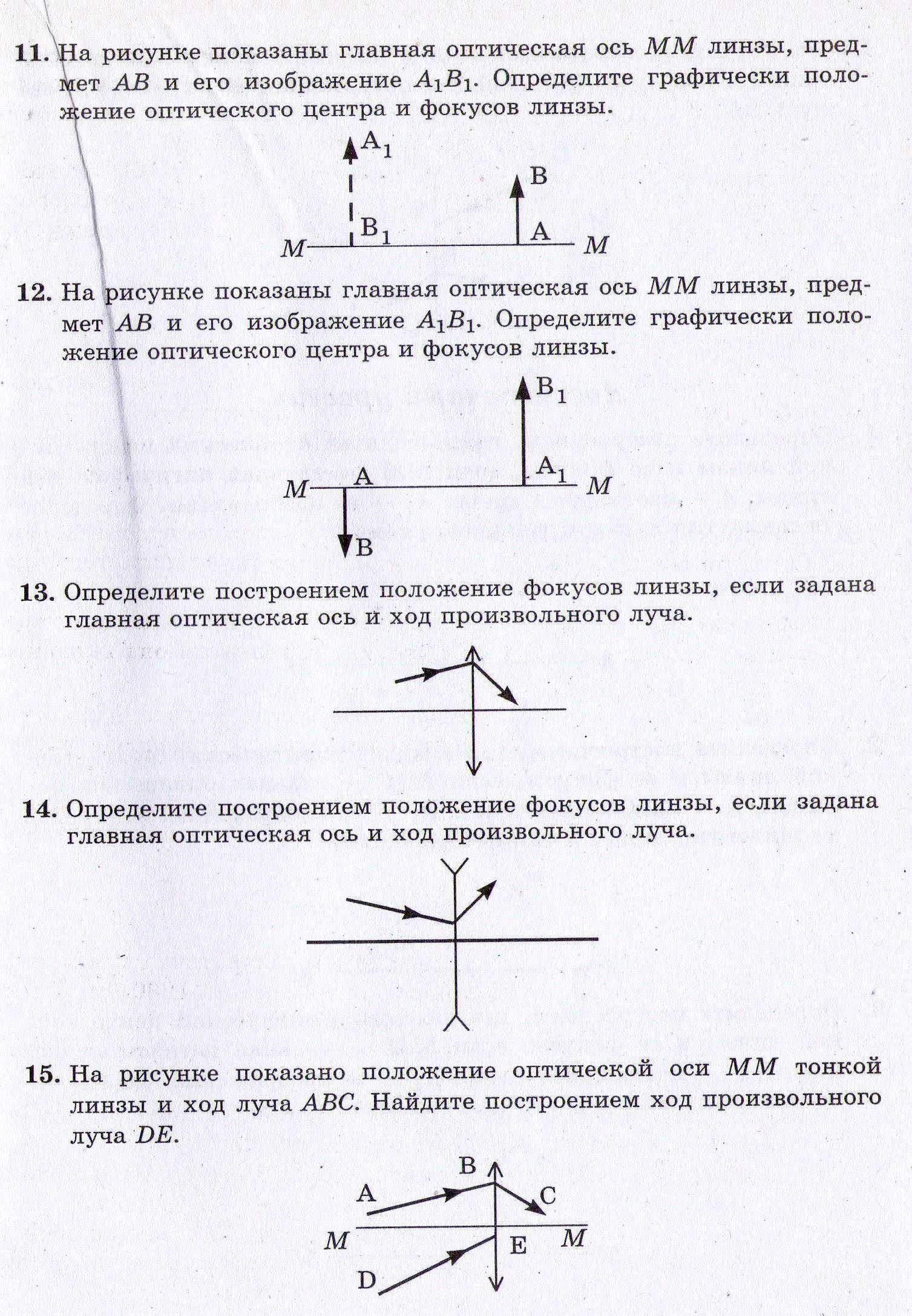 Самостоятельная работа линзы построение изображения в линзах 11 класс