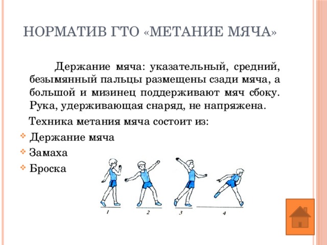 Техника метания мяча