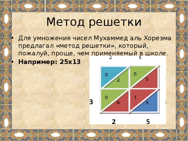 Методы и способы умножения чисел: линиями, столбик, …