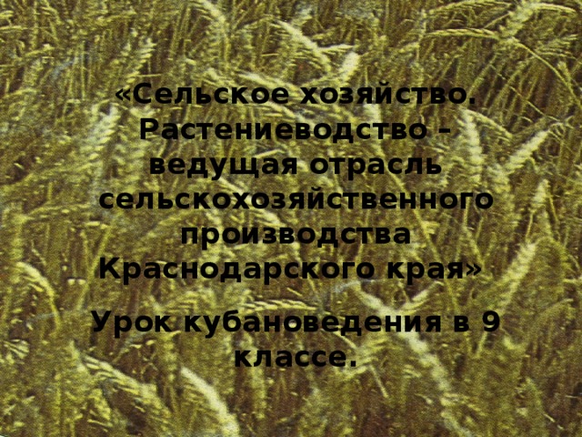 Сельское хозяйство краснодарского края презентация