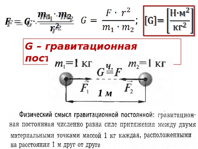 Сила гравитационного притяжения на расстоянии