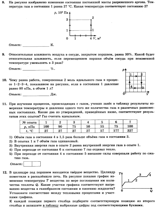 На рисунке показан график изменения состояния постоянной массы газа