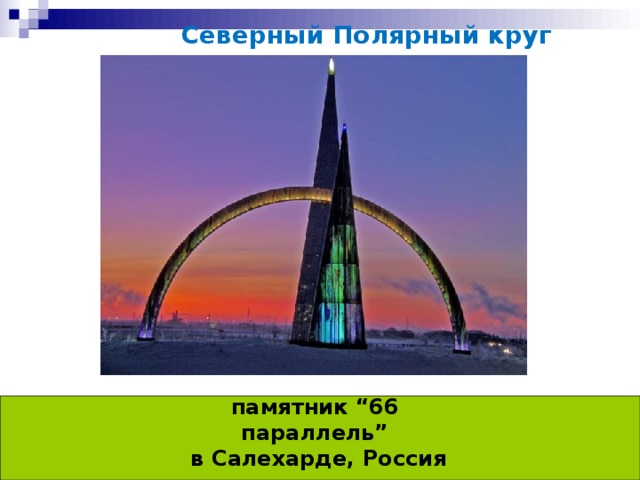 Северный Полярный круг памятник “66 параллель”  в Салехарде, Россия 