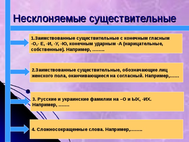 2 род заимствованных несклоняемых существительных приведите примеры Презентация к уроку "Несклоняемые существительные"