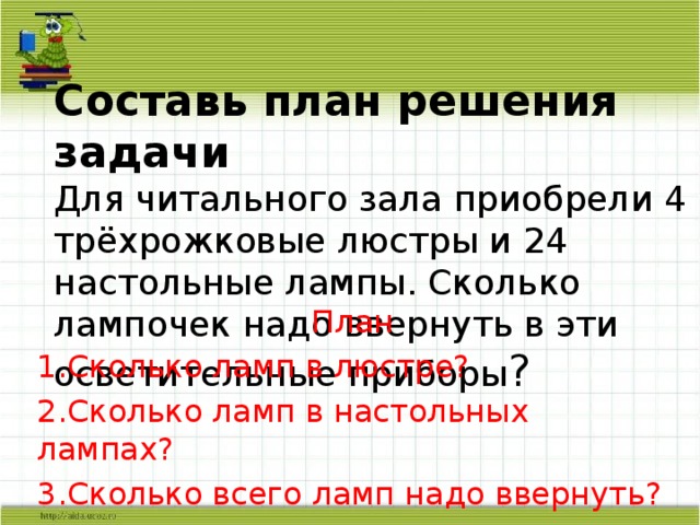 План решения задачи в начальной школе