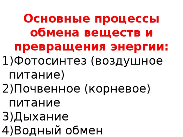 Презентация 6 класс дыхание и обмен веществ у растений 6 класс