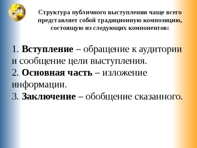 Структура публичного выступления презентация