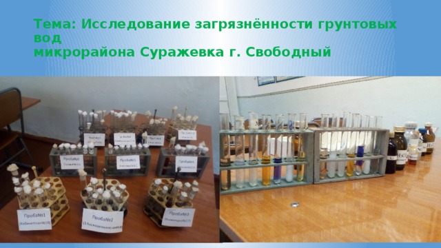 Тема: Исследование загрязнённости грунтовых вод  микрорайона Суражевка г. Свободный 