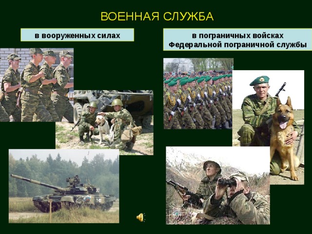 ВОЕННАЯ СЛУЖБА в пограничных войсках Федеральной пограничной службы в вооруженных силах 