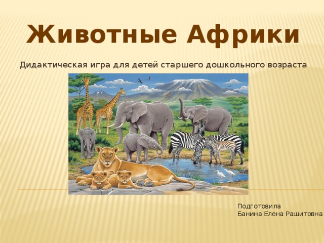 Животные Африки  Дидактическая игра для детей старшего дошкольного возраста Подготовила Банина Елена Рашитовна 