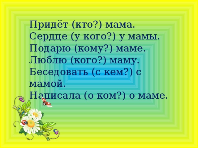 Урок русского языка в 3 классе Изменение имен существительных попадежам