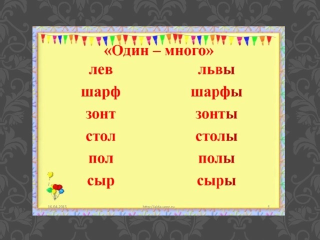 Слова из 5 букв, последняя Ы