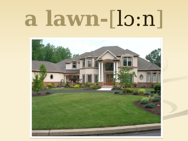 a lawn- [ lɔ:n ]  