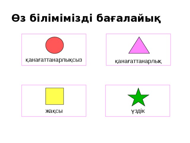 Өз білімімізді бағалайық қанағаттанарлықсыз қанағаттанарлық жақсы үздік 17 