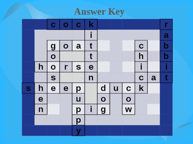 Answer Key       c     o       g   c       o h   o k   o a s   i   t   s   r h           t   s e   e       e   n   e     p         n                     u     c   r   p     h   d   a     p u i o   i b   c   y g   c   b       k o i a       w   t                               
