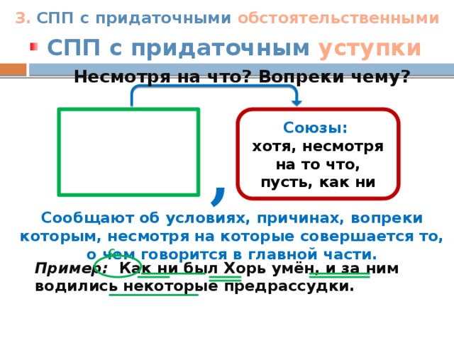 Сложноподчиненное следствие. Сложноподчиненное предложение с придаточным уступки. СПП С придаточным уступки. Сложноподчинённое предложение с придаточным устутпительным. Сложноподчинённые предложения с придаточными условия, уступки..