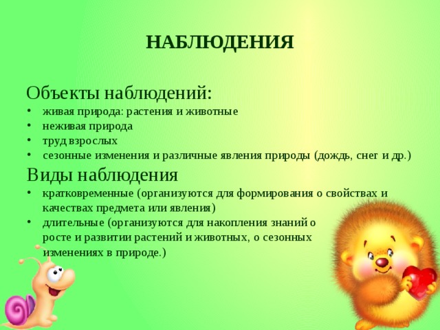 Наблюдать составить. Наблюдение за объектами живой природы. Наблюдение за объектами неживой природы. Виды наблюдений в детском саду. Наблюдение за живой и неживой природой.