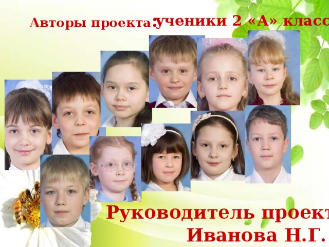 Авторы проекта : ученики 2 «А» класса Руководитель проекта: Иванова Н.Г. 