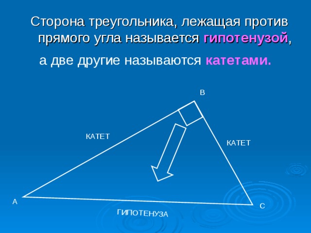 В треугольнике против лежит