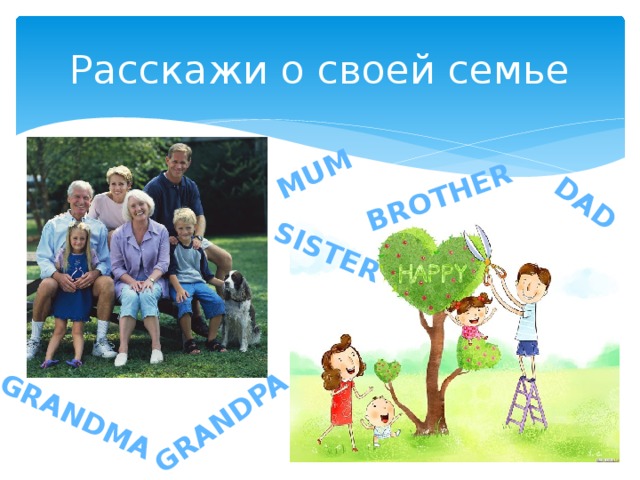 Mum dad brother sister grandma grandpa Расскажи о своей семье 