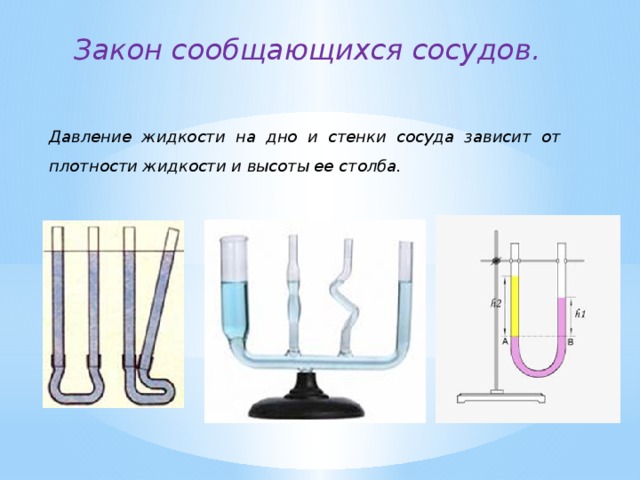 Что можно сказать о плотностях жидкостей в трех сообщающихся сосудах изображенных на рисунке