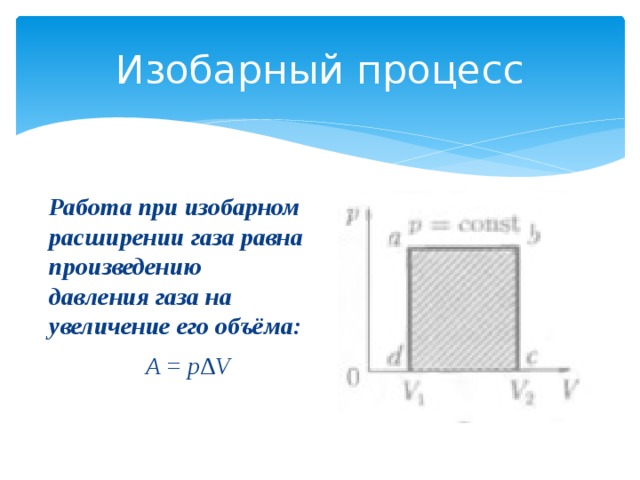 Работа совершенная газом при расширении. Работа газа при изобарном расширении. Работа в изобарическом процессе. Работа расширения газа при изобарическом процессе. Работа при изобарном процессе.