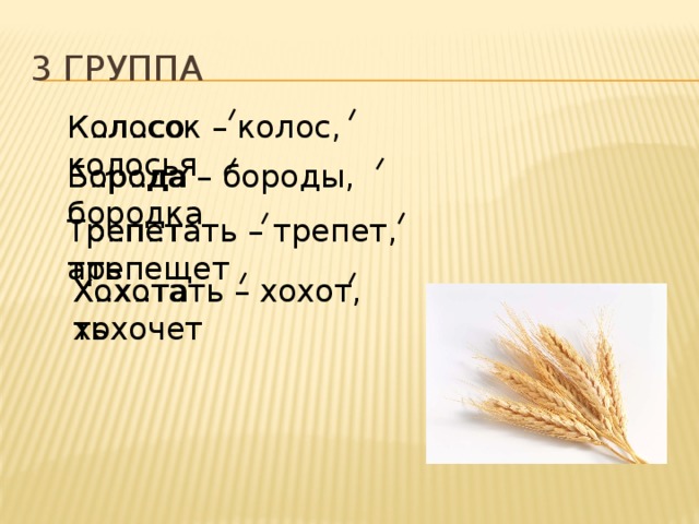 Корень в слове колосок. Колос колосс паронимы. Приставки к колосу. Ручей ручьи перо перья Колос-колосья. Предложение со словом колосья.