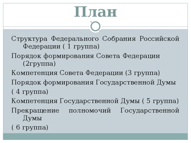 Сложный план федеральное собрание рф