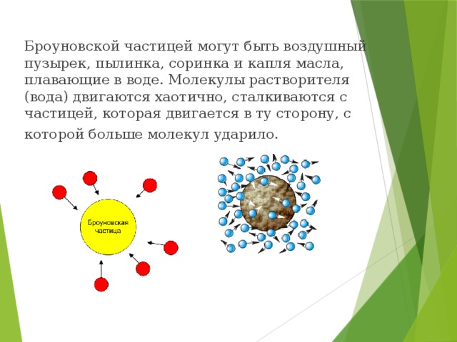 Что такое броуновская частица. Броуновская частица и молекула что больше. Броуновское движение пузырьков. Что такое броуновское частица в физике 7.