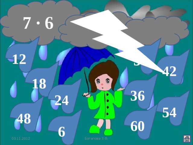 7 · 6 12 30 42 18 36 24 54 48 60 6 03.11.2012 Богапова З.Ф. 