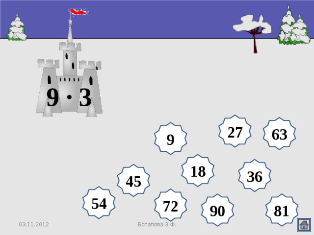 9 · 3 27 63 9 18 36 45 54 72 81 90 03.11.2012 Богапова З.Ф. 