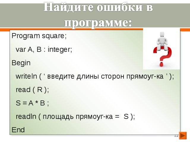 Длина ввода. Program Square;.