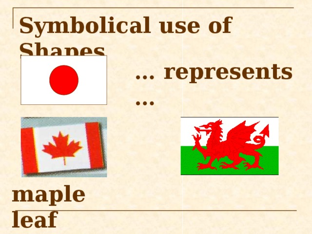 Symbolical use of Shapes … represents … maple leaf 