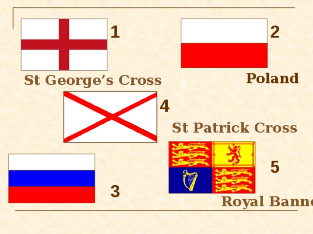 2 1 Poland  St George’s Cross 4 St Patrick Cross 5 3 Royal Banner 