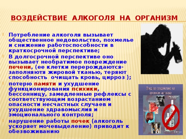 Влияние этилового спирта на организм человека проект