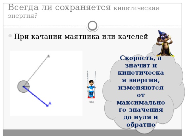 Потенциальная и кинетическая энергия маятника