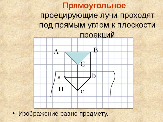 Отрезок прямой параллельной плоскости проекций изображается на ней точкой