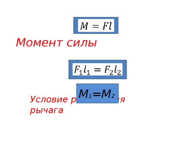 17.04.2017  Момент силы    Условие равновесия рычага М 1 =M 2 Вихарева О.А. 