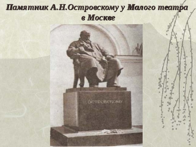 Памятник А.Н.Островскому у Малого театра  в Москве 