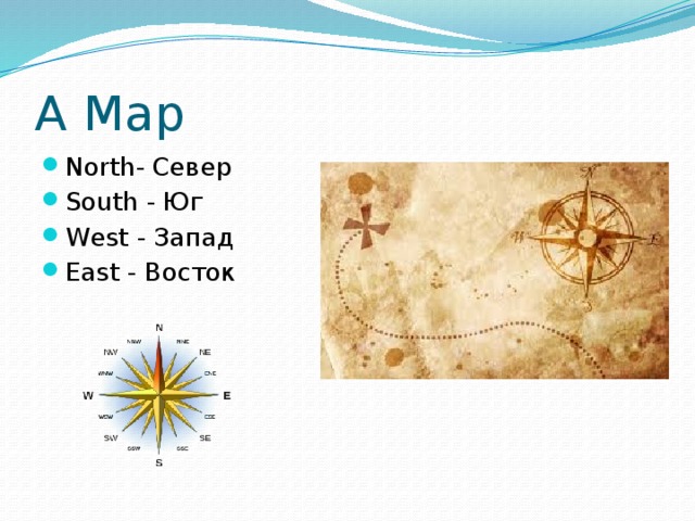 A Map North- Север South - Юг West - Запад East - Восток 