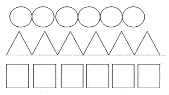 Продолжи ряд треугольников. Карточки с контурными изображениями фигур. Геометрические фигуры в ряд. Круги и квадраты для вырезания. Квадратики треугольники кружочки.