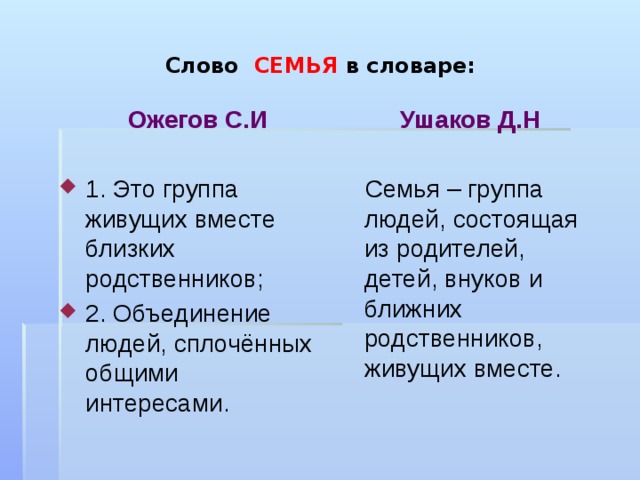 В каком слове семья. Слово семья в словаре Ожегова. Словарь слово семья. Семья словарь Ожегова. Семья по словарю Ожегова.