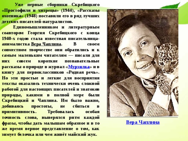 Писатели натуралисты. Вера Чаплина автобиография. Скребицкий и Чаплина. Вера Чаплина краткая биография для детей. Георгий Скребицкий и Вера Чаплина.