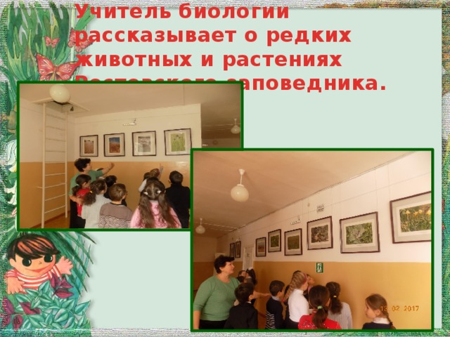 Учитель биологии рассказывает о редких животных и растениях Ростовского заповедника.