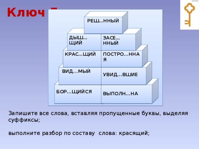 Вид мый. Слова с нный. Дыш..щий. Вид..нный.