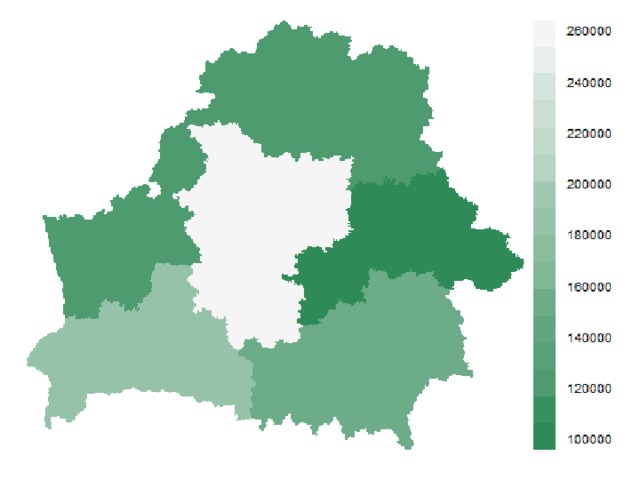 Карта плотности населения беларуси