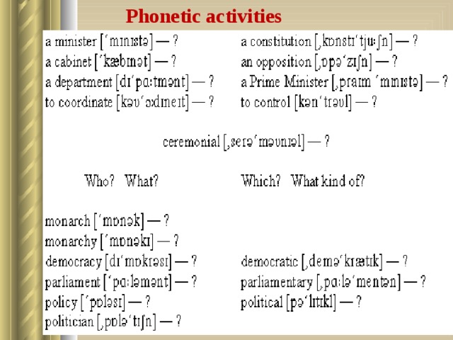 Phonetic activities 