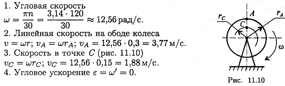 Определите угловую скорость точки. Угловая скорость колеса формула. Угловая скорость вращения колеса. Скорость точек на ободе колеса колеса.